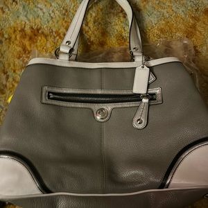COACH LAURA SPECTATOR TOTE PEBBLED LEATHER F15145 KISS-LOCK TOP EXTRA STRAP